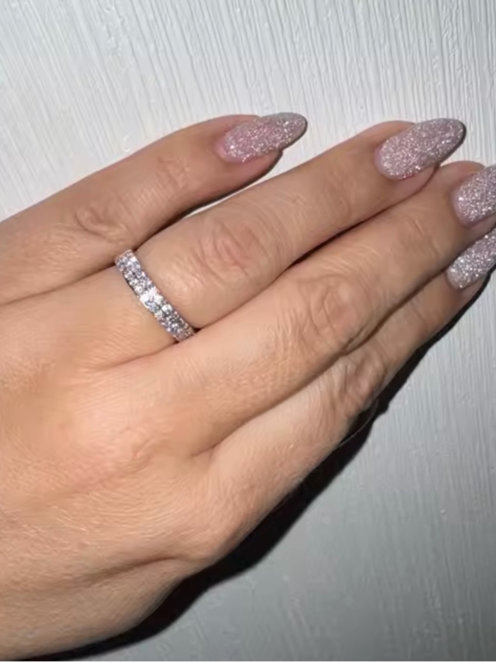 Silver Ring Triple-Row Pavé Band Ring in Silver with Clear Stones  High Quality - Picture 9 of 10